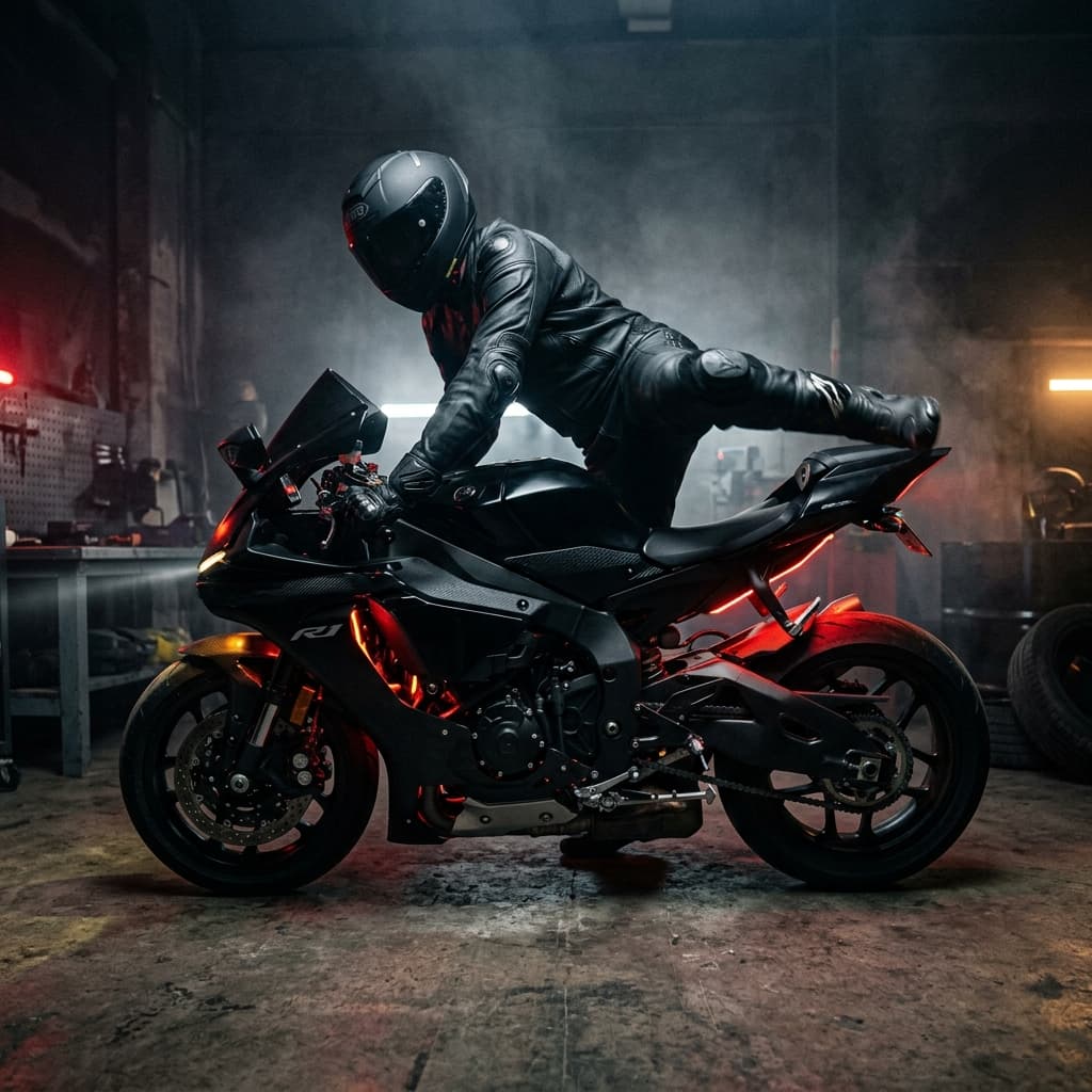 Montando la moto
